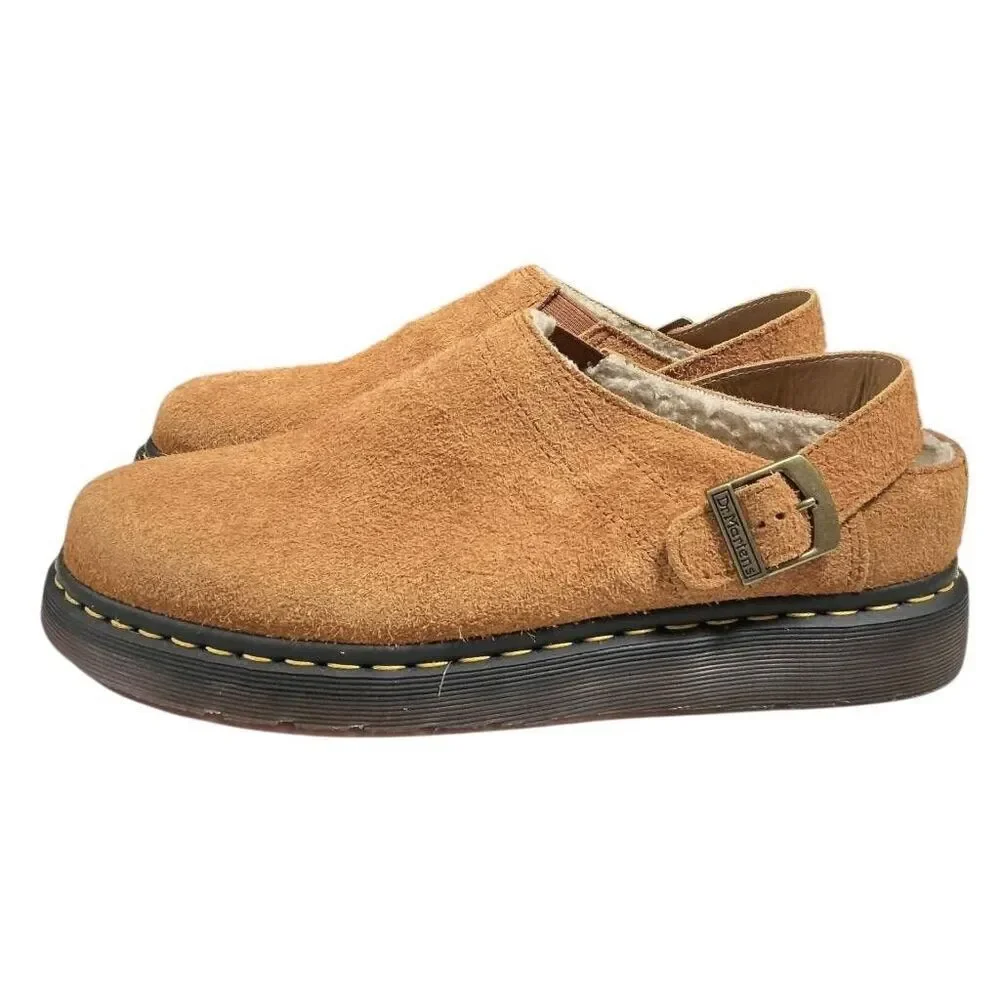 Dr Martens Shoes Mens 13 Brown Isham Faux Shearling Lined Suede Mules NEW